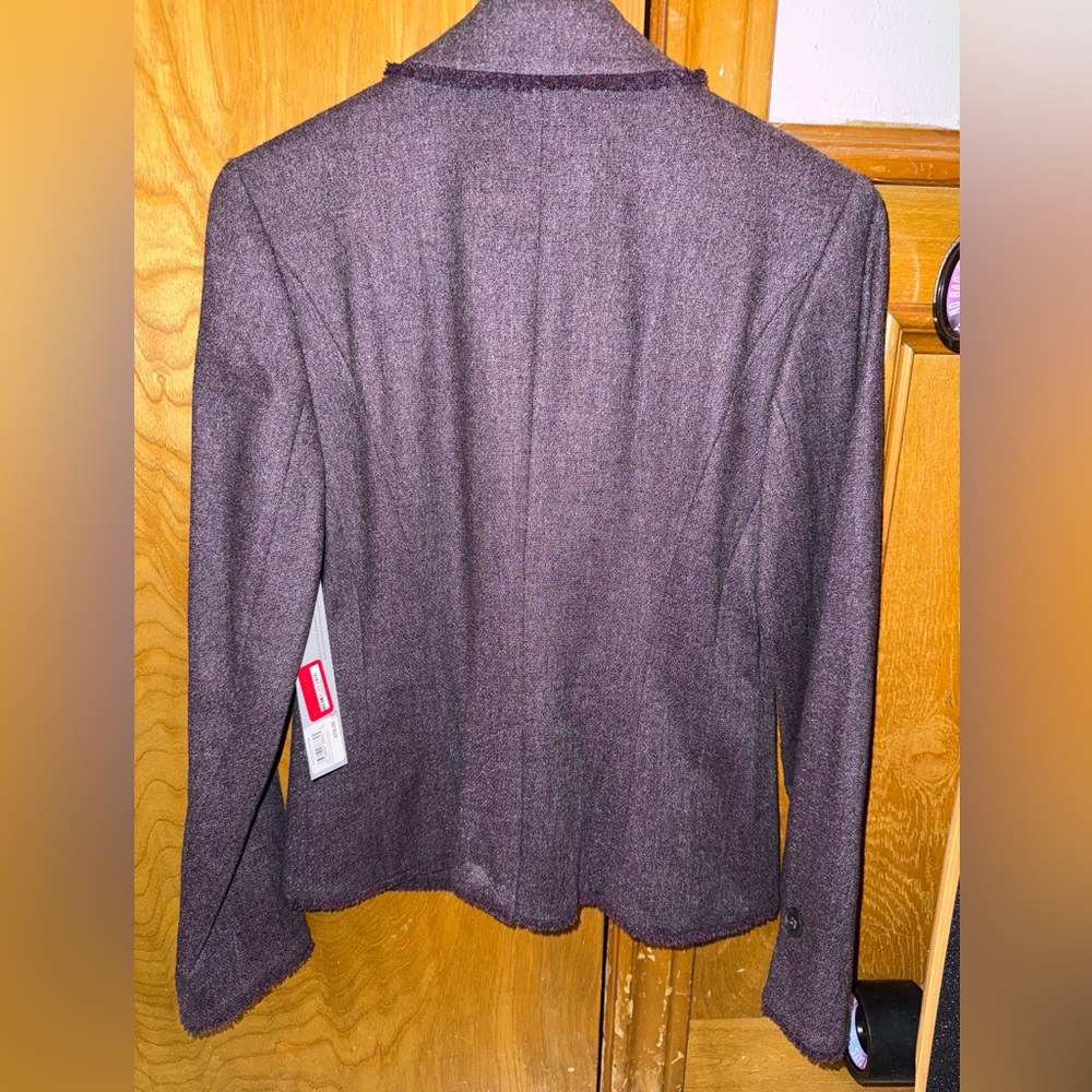 Grey/dark purple blazer with fake front pockets NWT 0P classiques entier - Picture 6 of 15
